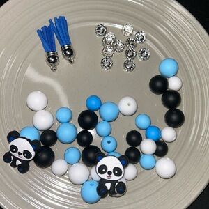 Panda silicone Bead Craft Kit - Blue, Black, White